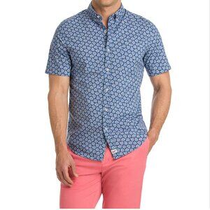 Vineyard Vines blue floral short sleeve button-up, Murray shirt, slim fit men